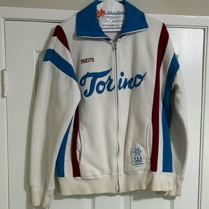 Roots White, Blue, and Red Bomber Jacket